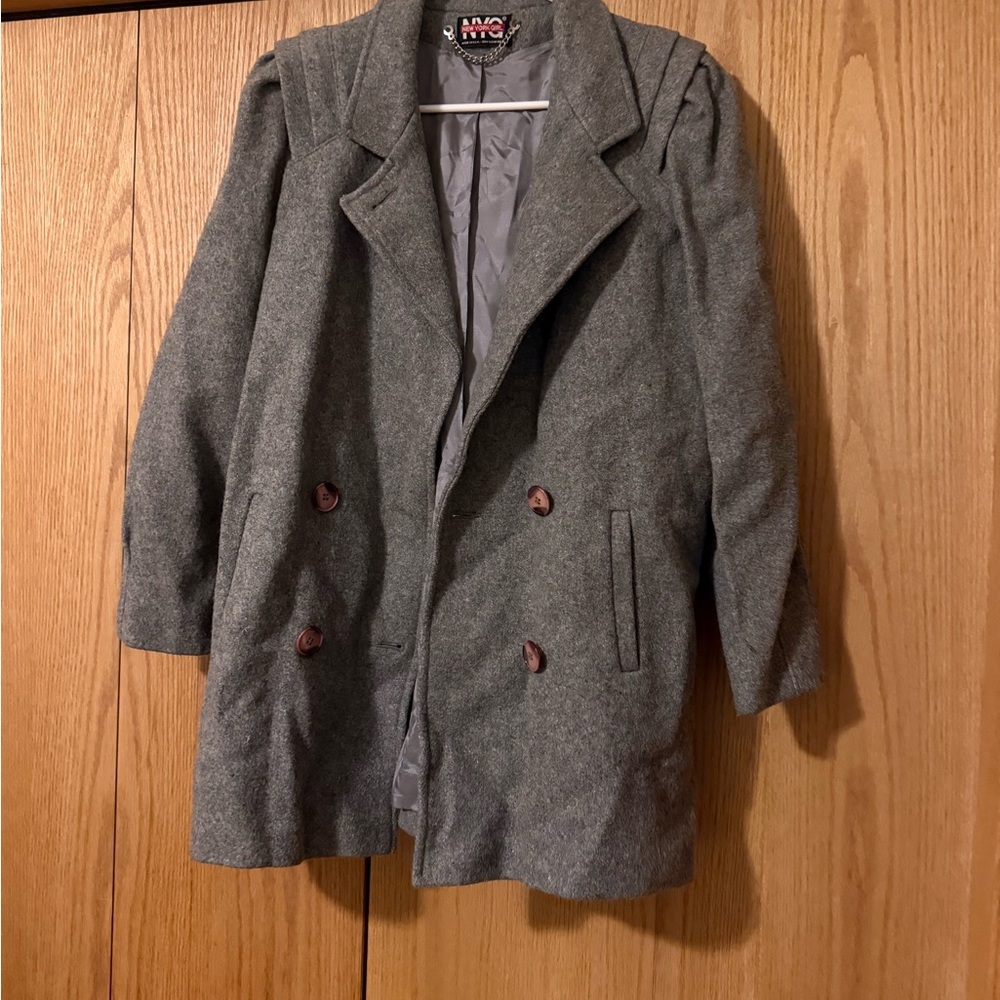 New York Girl Classic Gray Vintage Double-Breasted Pea‎ Coat